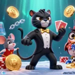 Experience high-stakes gaming with socolive featuring a stylish panther dealer and owl holding poker chips.