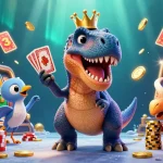 Jouez à un casino en ligne captivant avec un T-Rex amical et des éléments de jeux dynamiques.